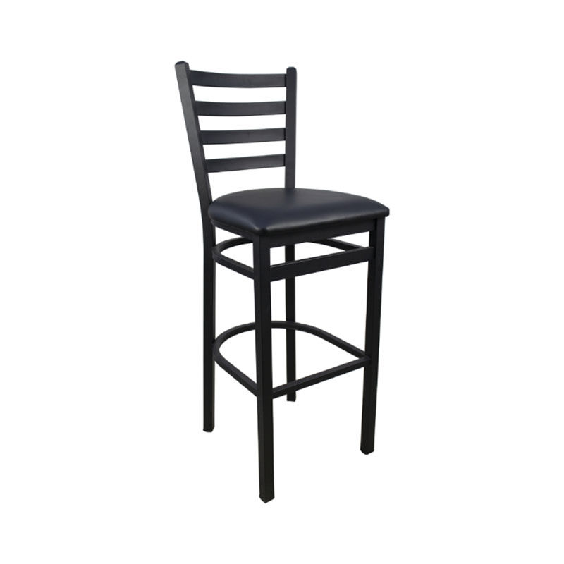 Vividitto - Metal Ladder-Back Bar Stool - Black
