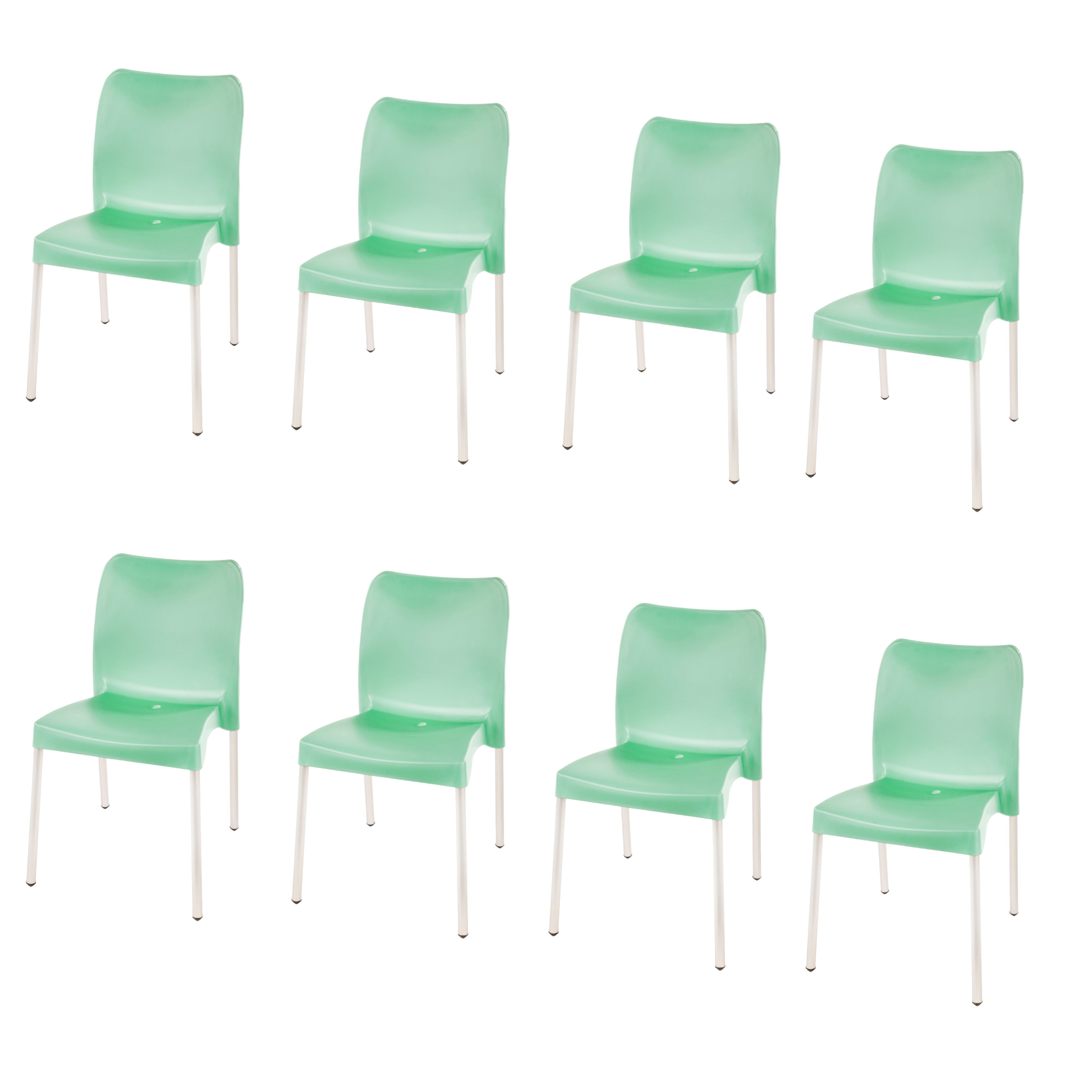 Florence Heavy  Duty Plastic Bistro Chair / Patio Chair / Garden Chair / Stackable - NO ARMRESTS - LAUREL GREEN  - Set of 8