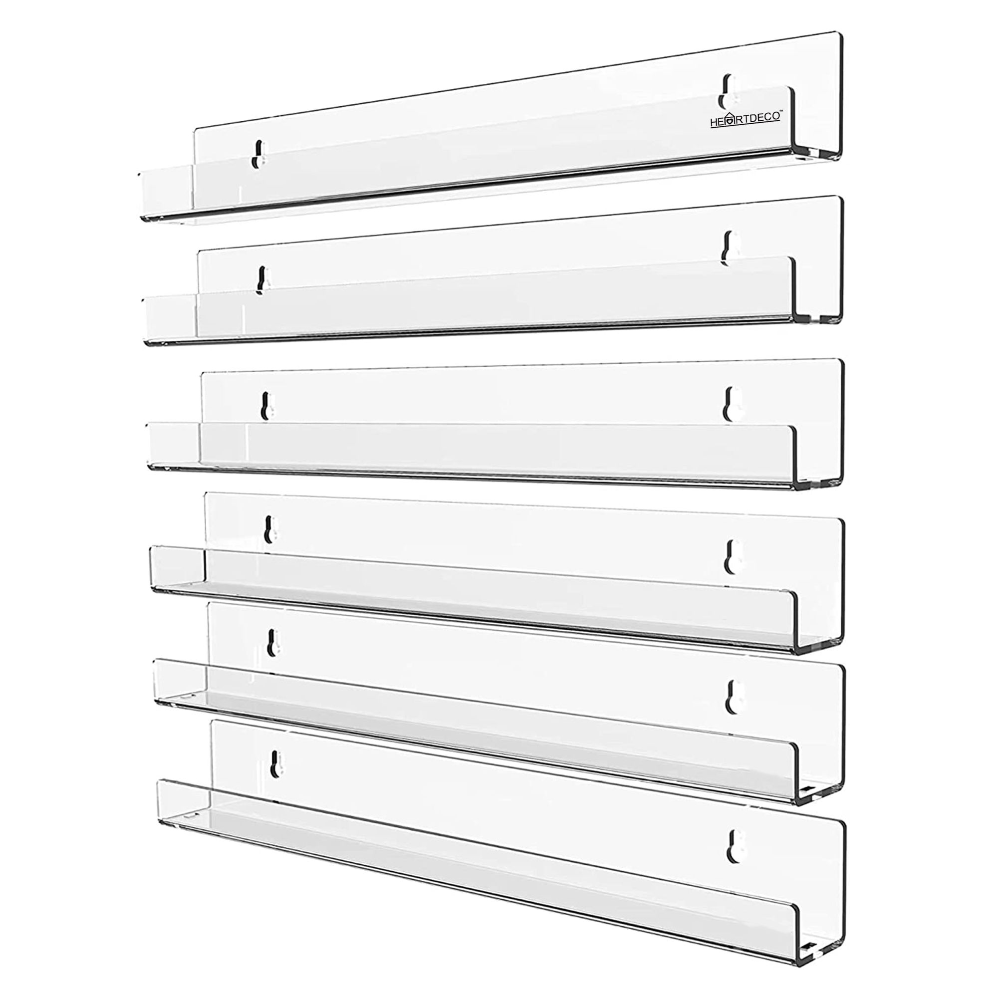 6 Pack Wall Mounted Clear Acrylic Display Shelf