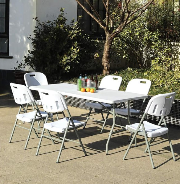 QandAHome-6 Seater White Table Set