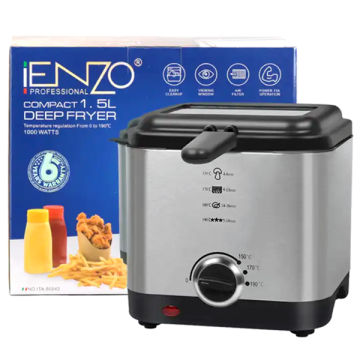 ENZO Kitchen Household 1.5L Detachable Oil Container Commercial Viewable Window Stainless Steel Electric Deep Fryer