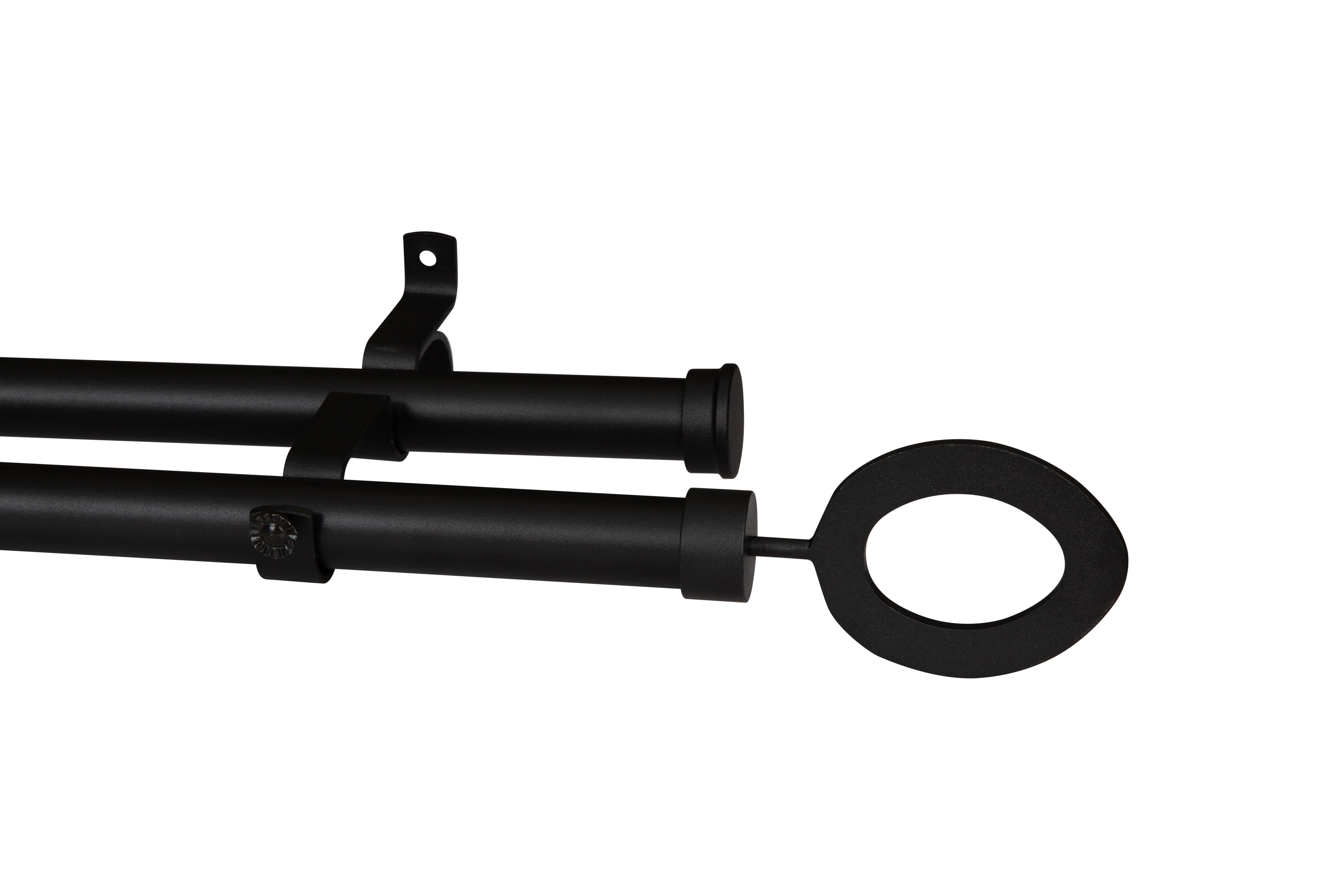 28MM DOUBLE POLE SET-OVAL FINIAL MATT BLACK-3M