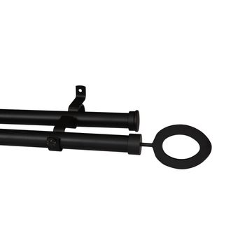28MM DOUBLE POLE SET-OVAL FINIAL MATT BLACK-3M