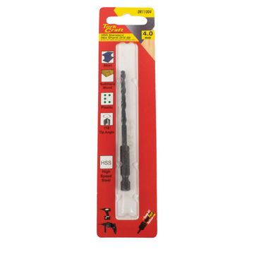 Tork Craft - Drill Bit Hss Standard 4.0mm Hex Shank 1/Card - 4 Pack
