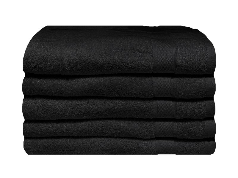 Bunty's Plush 450GSM 70x130cms Bath Towels-05 Pc Pack-Jet Black