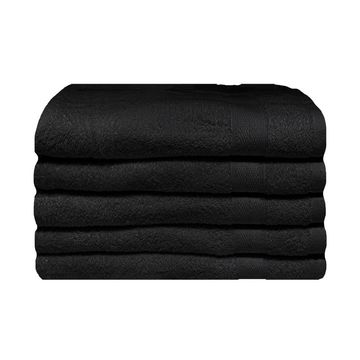 Bunty's Plush 450GSM 70x130cms Bath Towels-05 Pc Pack-Jet Black
