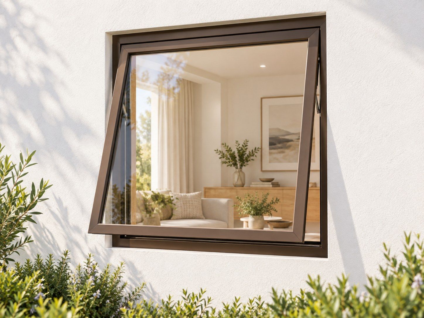 Kenzo Premium Top-Hung Aluminium Window - Bronze, 600 900 mm, Single Full-Height Opener, Clear Glass