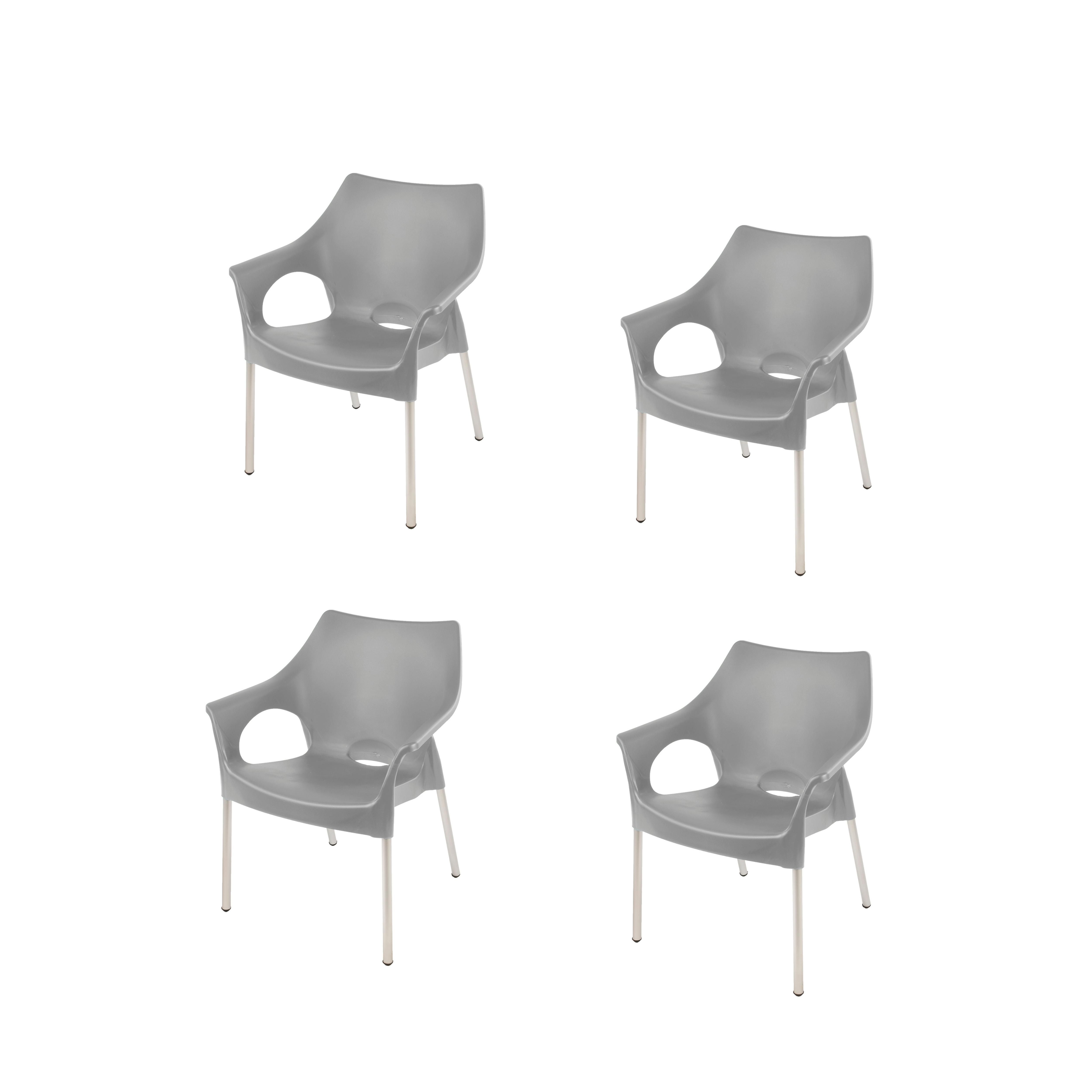Dublin Café Chair/Patio Chair/ Garden Chair / Stacking Chair - KALAHARI GREY - Set of 4