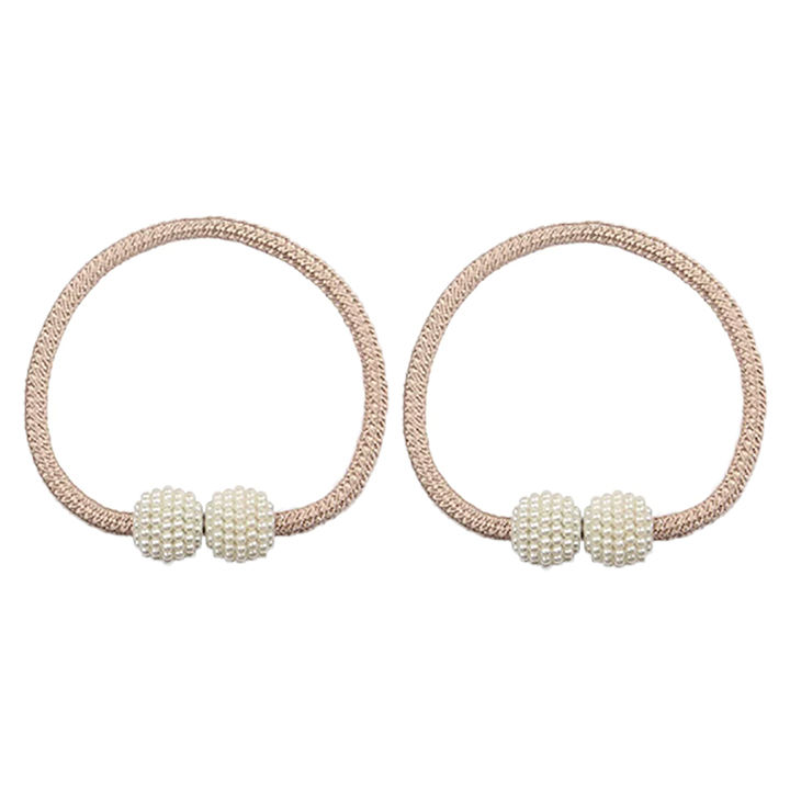 Matoc Designs Magnetic Curtain Rope Tieback with Pearl Design - Light Brown