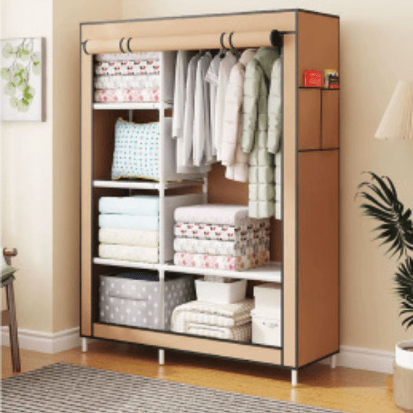 6 Compartment DIY Detachable Lightweight Metal Closet Wardrobe Organizer - Brown