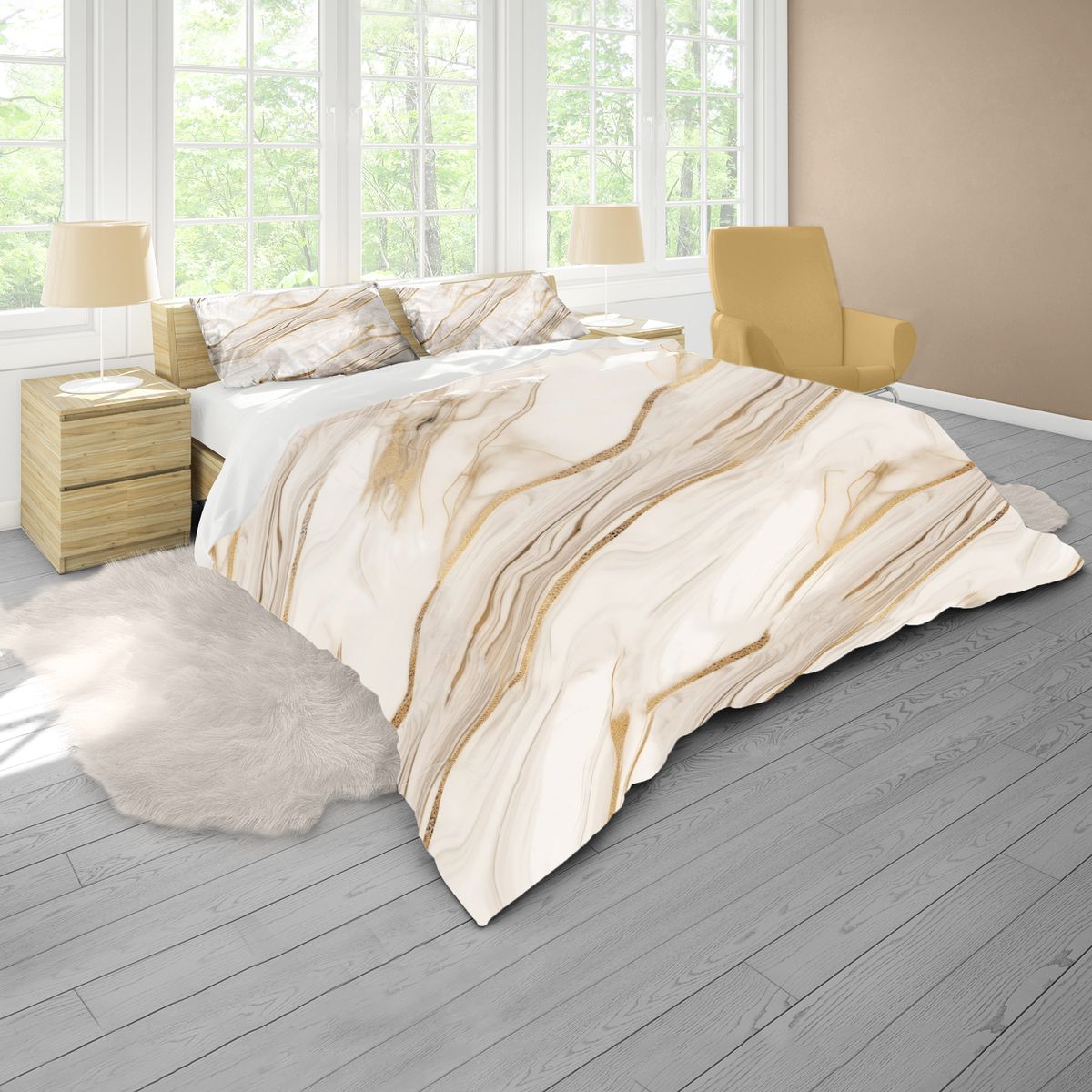 Black Marble Double Size Duvet Quilt Cover Set main image 1