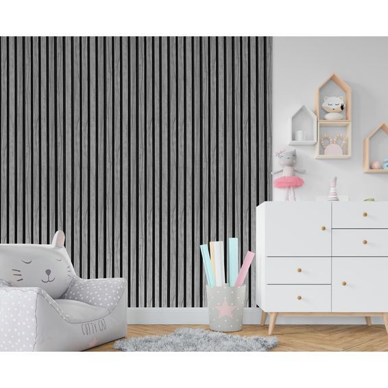 Starter Trim for Wall Slatted Panel Eco Friendly SUPREME MOULDINGS Grey Oak T10mm x W45mm x L2400m