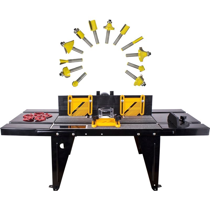 Router Table Rt001 C/W 12Pc 1/4 Shank Router Bit Set Dy012B Ag