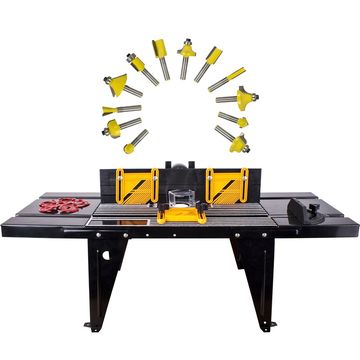 Router Table Rt001 C/W 12Pc 1/4 Shank Router Bit Set Dy012B Ag