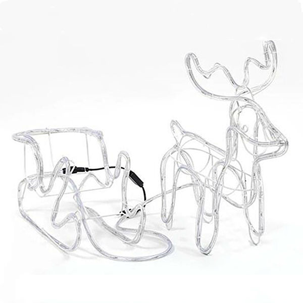 3D LED Deer Christmas Light Display with cart- Warm White