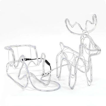 3D LED Deer Christmas Light Display with cart- Warm White