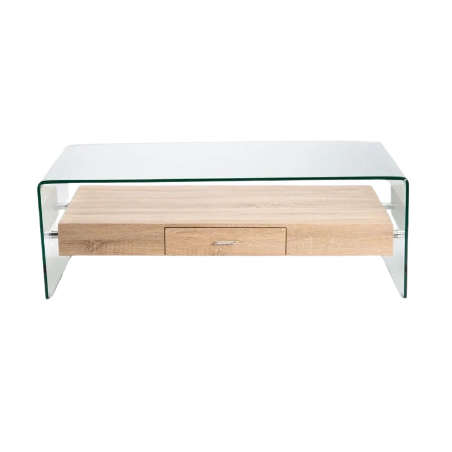 120x60cm Tempered Glass Coffee Table With Drawer