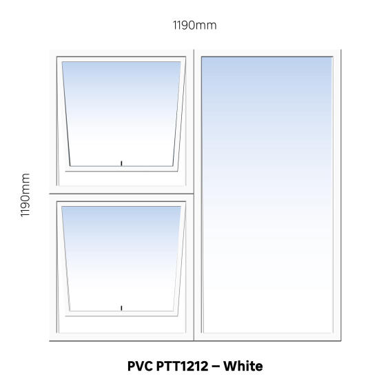 Window PVC Top Hung PTT1212 2 Vents White-w1190xh1190mm