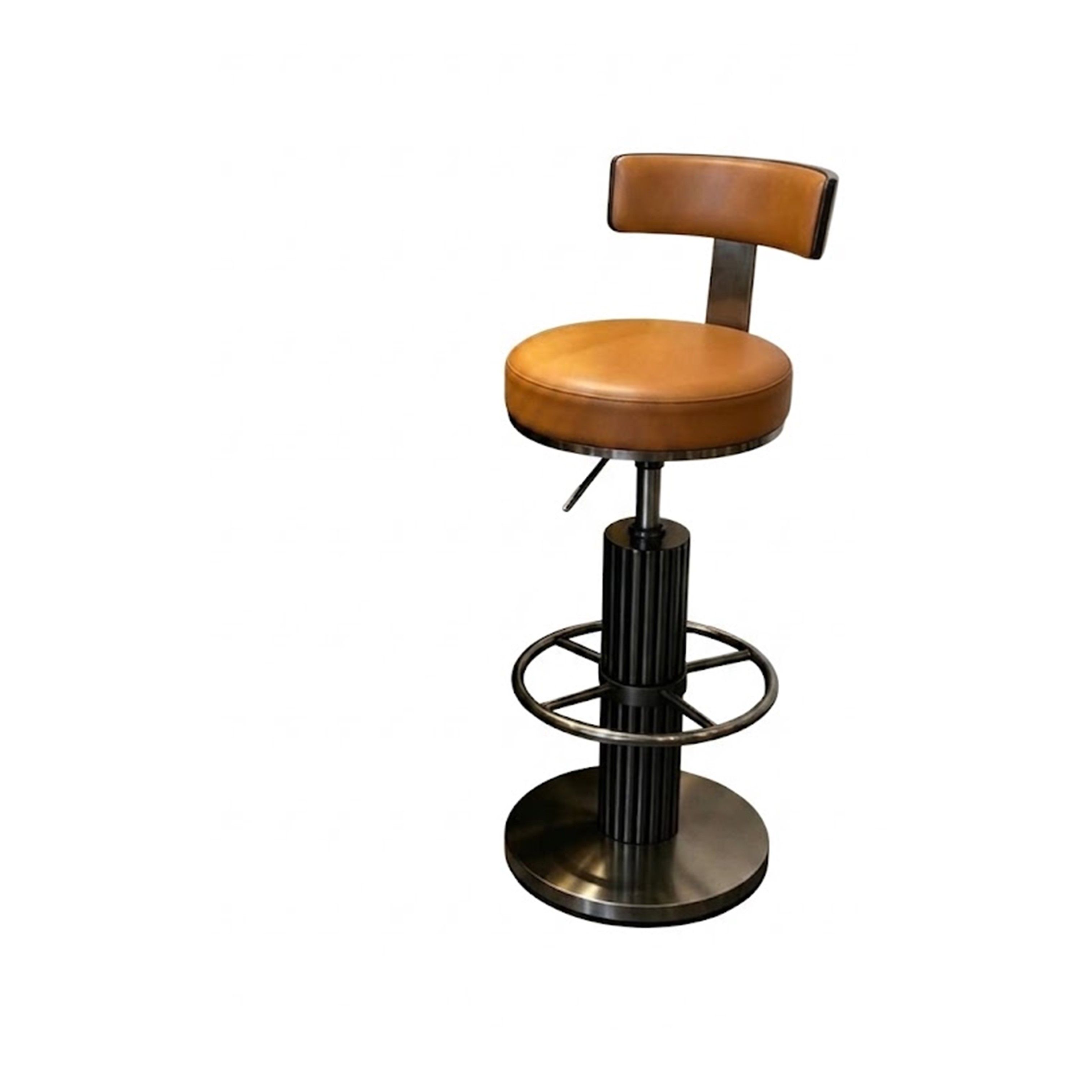 Madiega Furniture - Brown Faux Leather Swivel Bar Stool with Fluted Base