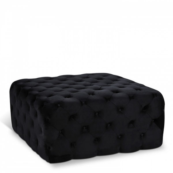 Clark Square Velvet Upholstered Ottoman Large Black
