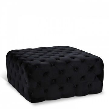 Clark Square Velvet Upholstered Ottoman Large Black
