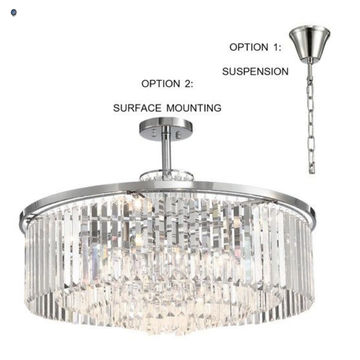 Polished Chrome Chandelier with Clear Glass