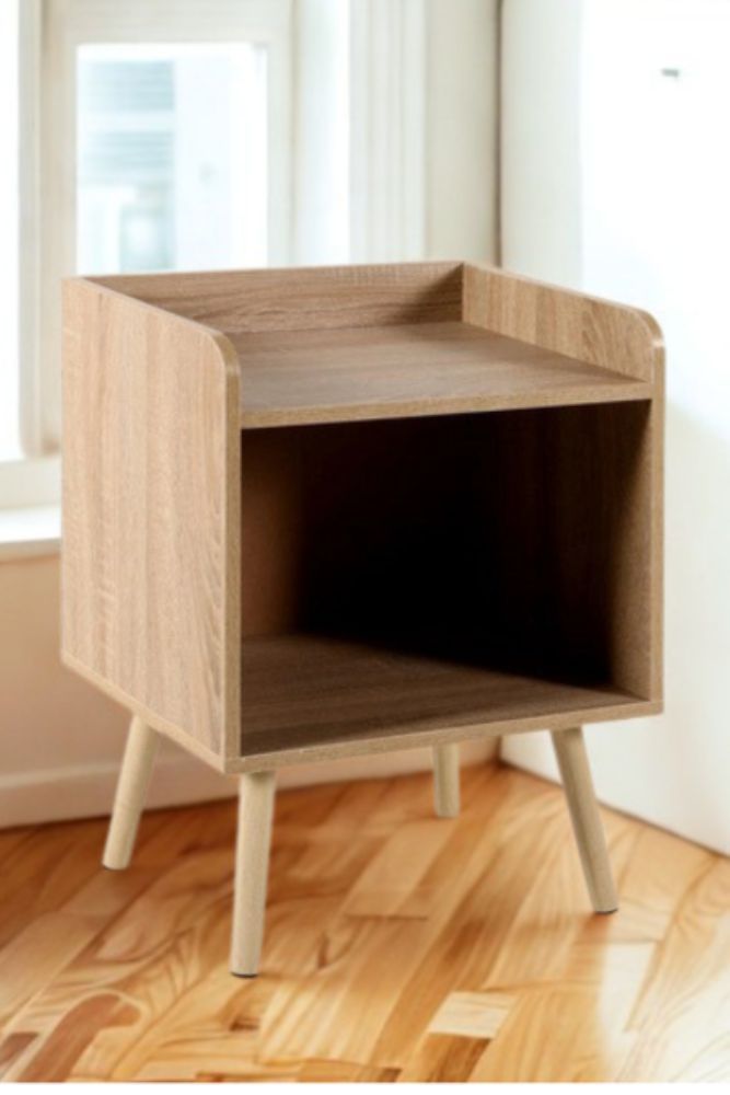 Modern MDF Pedestal Cabinet 43 38 60 cm – Solid Wood Legs & Compact Storage