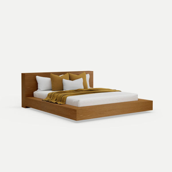 Floating Platform Bed Antares King - Walnut Finish