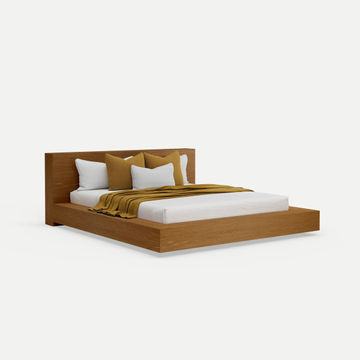 Floating Platform Bed Antares Double - Walnut Finish