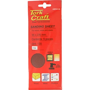Sanding Sheet Orb 95 X 230Mm 120Gr Hook And Loop No Holes 5/Pk