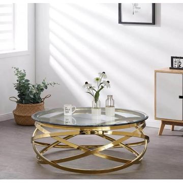 IG Furn- HL3 100cm Clear Glass Top Coffee Table Gold
