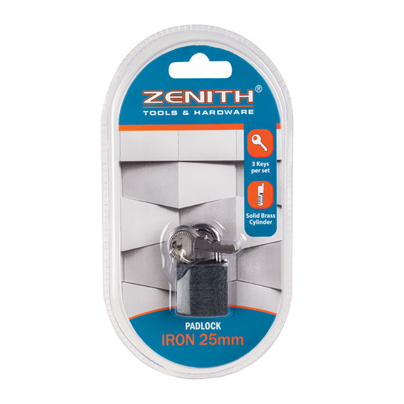 Padlock - Home Security - Iron - Extra Keys - Silver - 25mm - 3 Pack