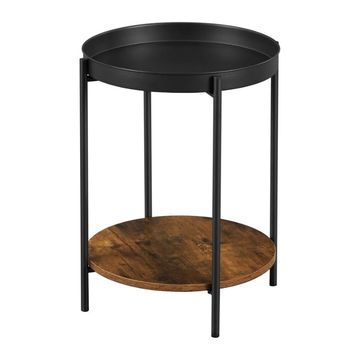 Bragg Camden Round 2-Tier Side End Table, Black/Brown