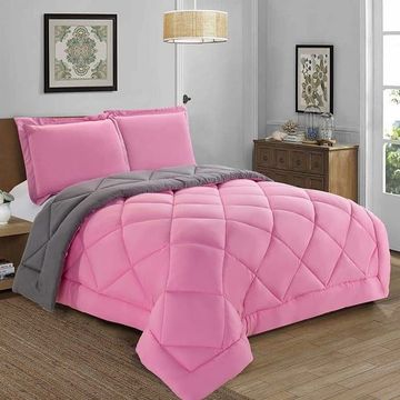Pink & Grey Comforter set Queen