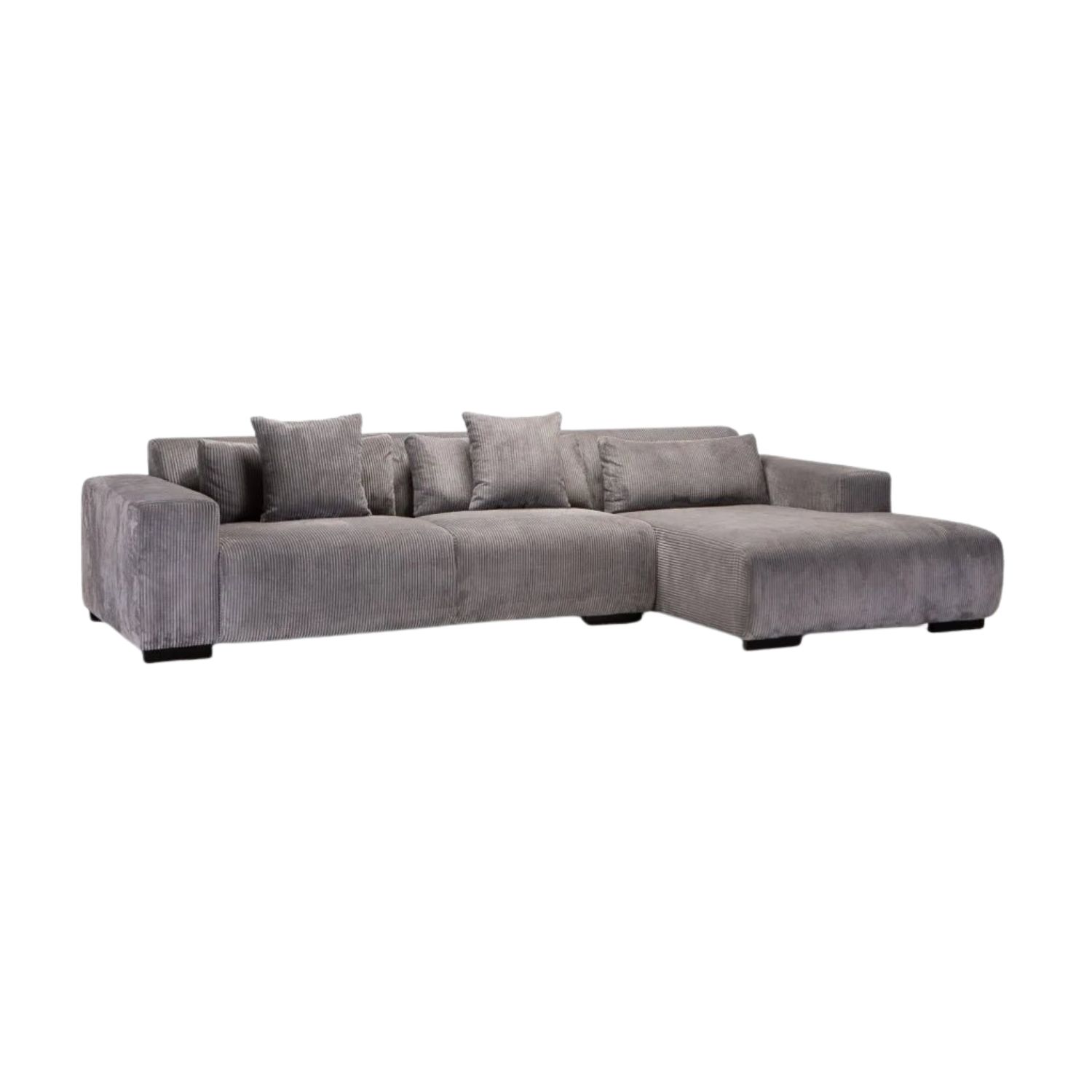 Fabric Corner Chaise Right Hand Corduroy Sofa - Grey