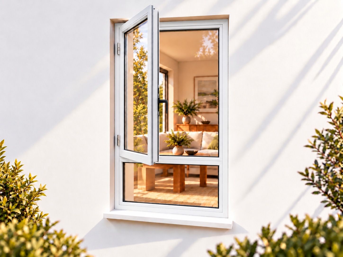 Kenzo Premium Side-Hung Aluminium Window - White, 600 1800 mm, Left Side Opener with Fixed Bottom Pane
