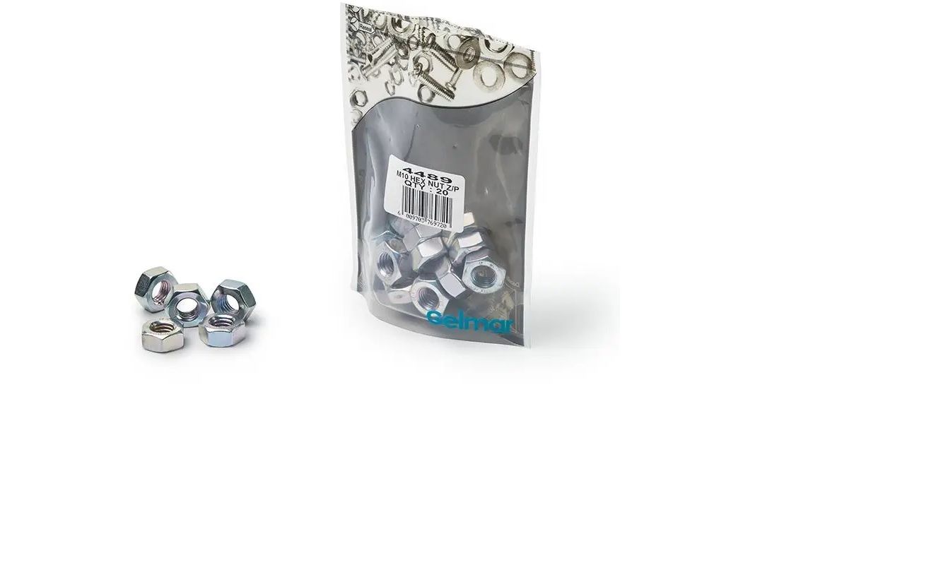 Hex Nuts, High Tensile, M10 x 17mm, 20 Pieces (4 pack) BY WOODLY