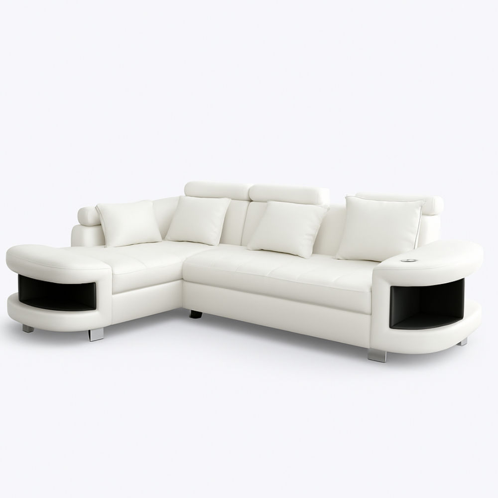 Maggie L Shape Corner Sofa-PU White