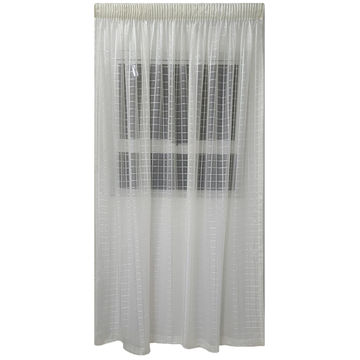 Matoc Readymade Curtain -Grid Voile -LtCream -Taped -140cm W x 230cm H
