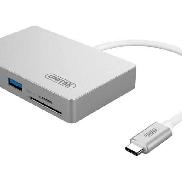 Unitek Type-C 2-Port Usb3.0 Hub With Power Delivery And Sd Micro Sd Card Reader