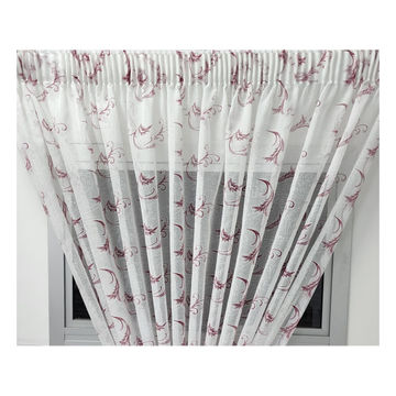Matoc Readymade Curtain -Print Voile -Red -Taped -500cm W x 218cm H