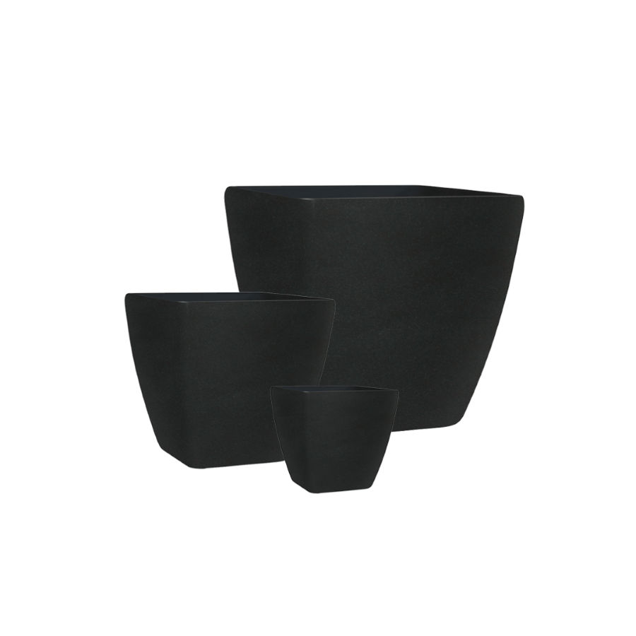 Pots ul/weight Square Set3 Fluted CoalBlk