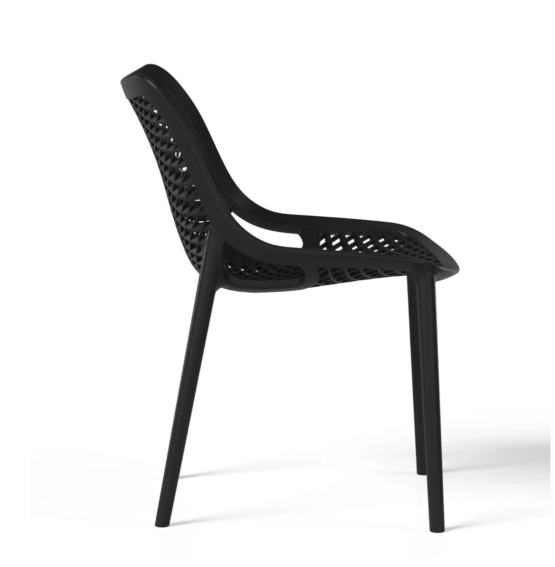 Modern Minimalist PP Dining Chair Set (2pcs)-BLACK