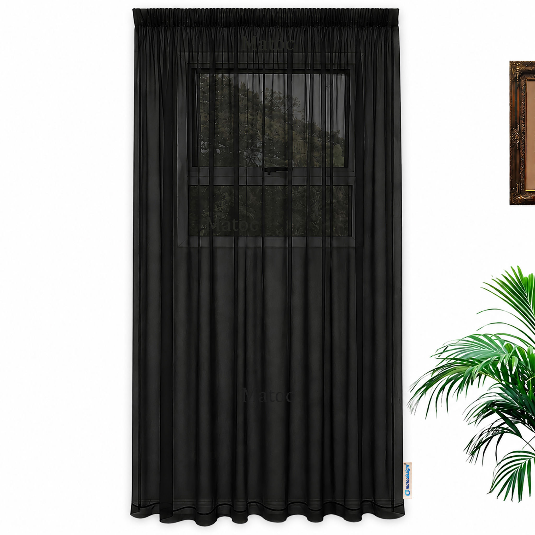 Matoc Designs Curtain - Mystic Voile - Black - Taped - 140cm W x 250cm H