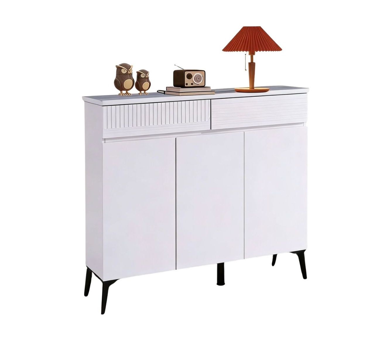 Modern White Cabinet with Decorative Accents