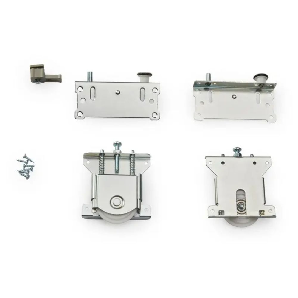 Sliding Door Hardware Set – 2 Upper Guides, 2 Bottom Rollers, 2 End Stops & Screws