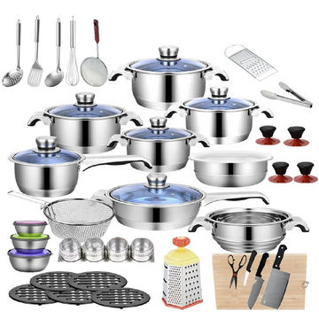 Durable Stainless Steel 7-Layer Capsulated Bottom 50 Piece Cookware Set