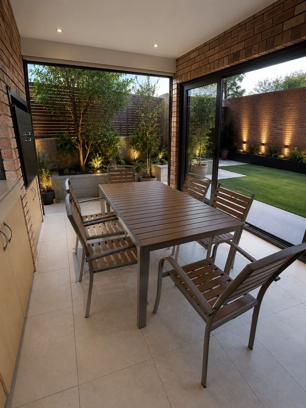 Prestige Home - Birk Patio Dining Set – 6 Seater Outdoor Aluminium & Wood-Look Patio Set