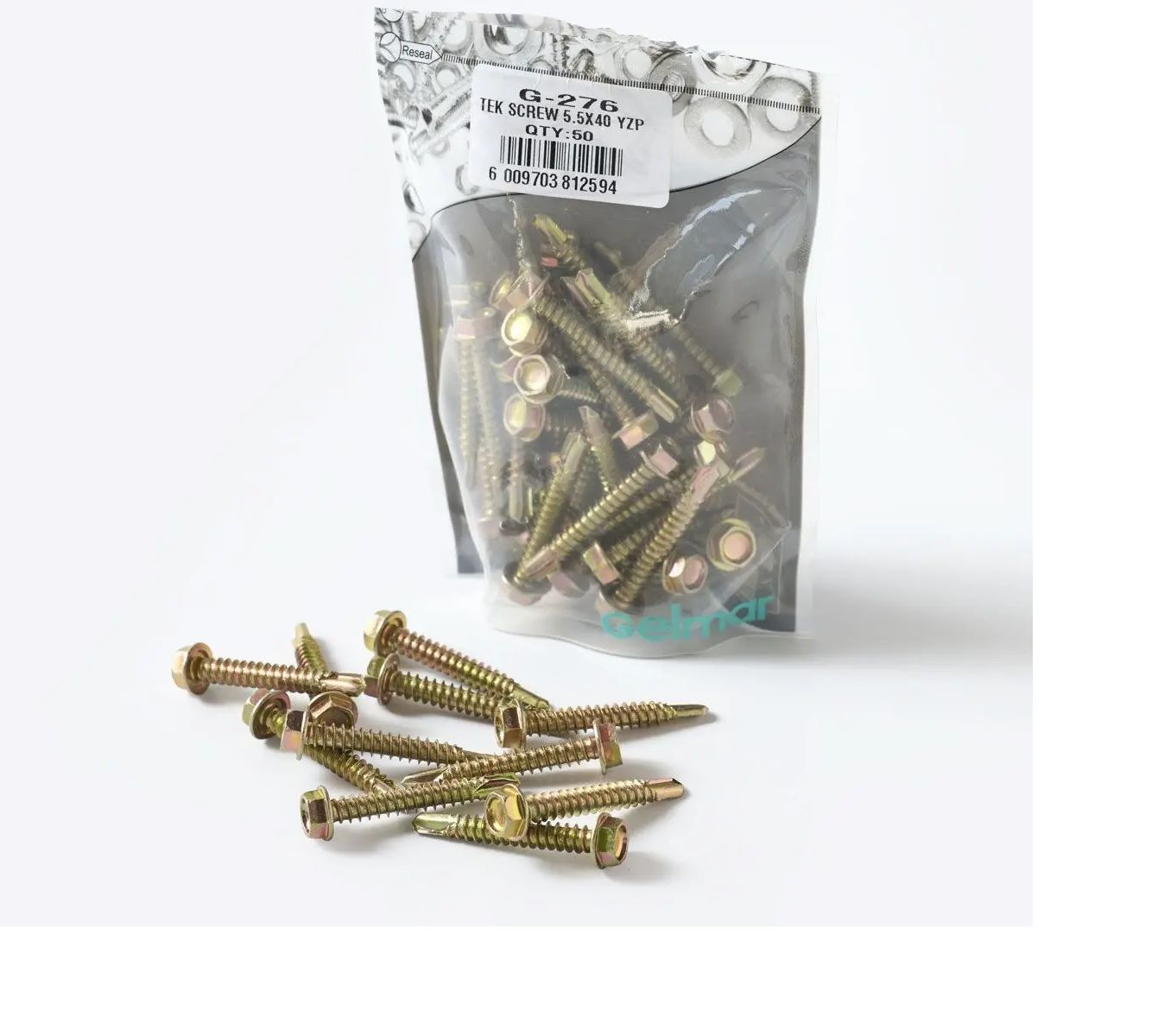 Tek Screw, Self Drilling, 5.5mm x 40mm, Yellow Zinc Passivate, 50 Pieces (4 pack) BY WOODLY
