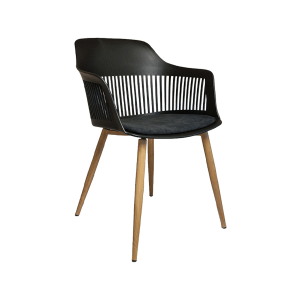 Chair Crazy Lyric Ash Metal Frame Chair - Black Fabric Seat